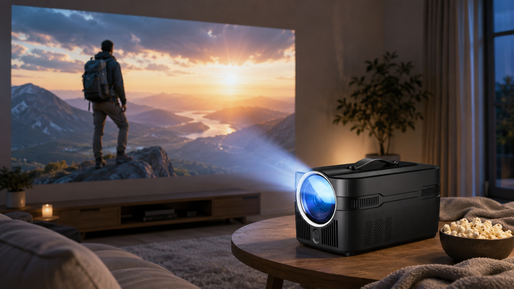 setting up a casual movie or presentation screen without permanent equipment