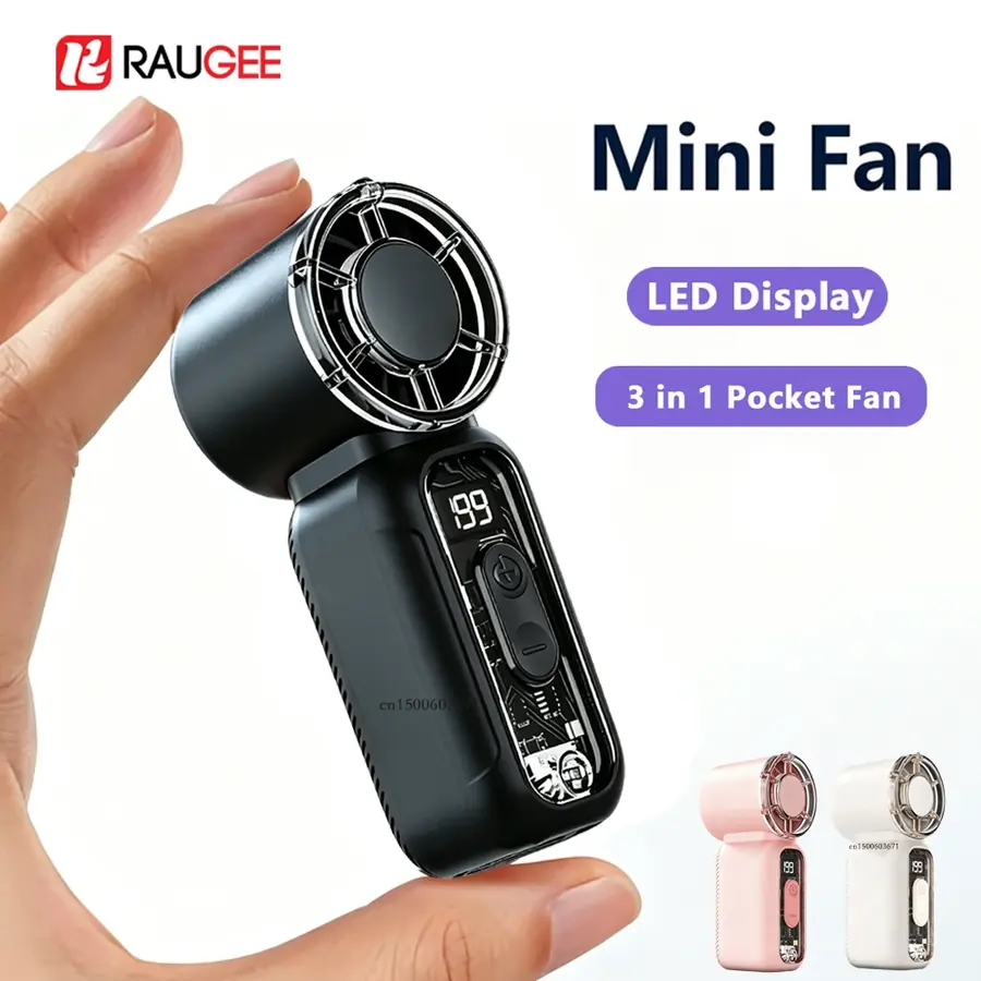 Pocket-Sized Digital-Display Handheld Fan