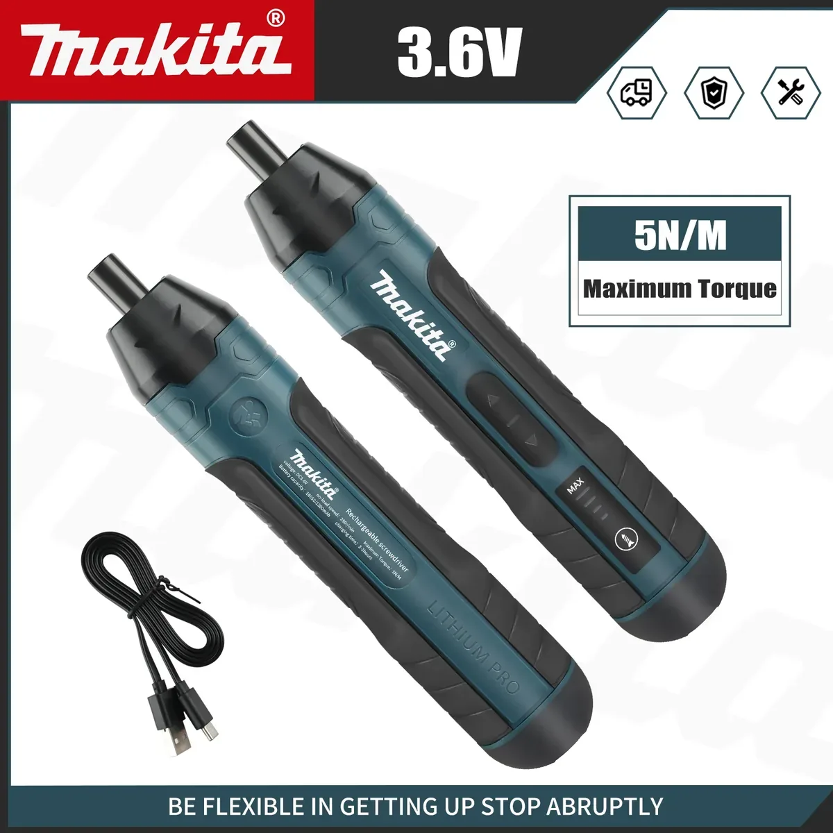 Makita Cordless Electric Screwdriver | 3.6V 5N.m Torque | 1/4" Chuck | 1300mAh Li - ion Battery.HT422
