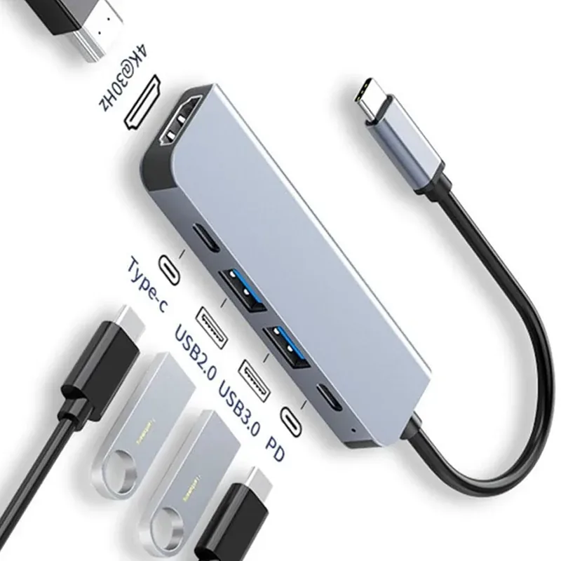 USB C Hub to 4K HDMI-Compatible USB 3.0 2.0 Type C PD Charging Dock for MacBook iPad Samsung S10 Dex TV Mouse Keyboard U Disk