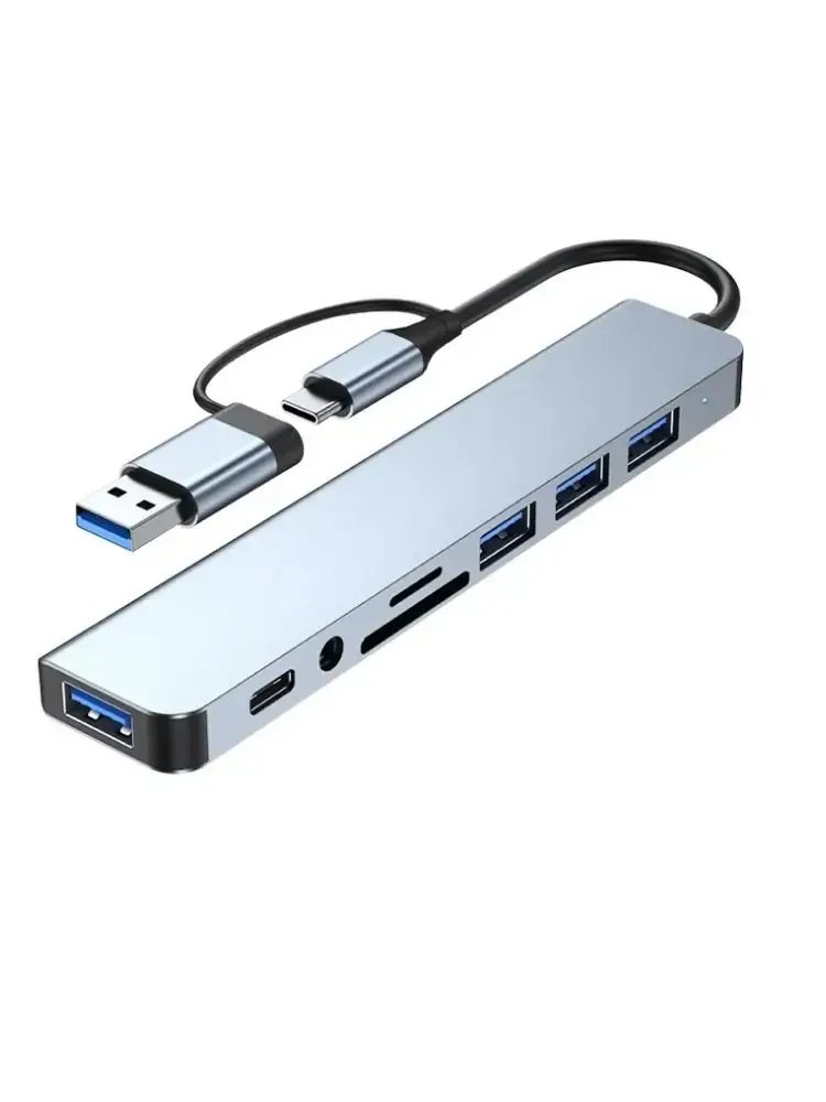 8 In 2 USB C Hub Expander Multiport Adapter Type C Splitter Dock USB 3 Port For Xiaomi Phone Tablet Fast Data Transfer Charging