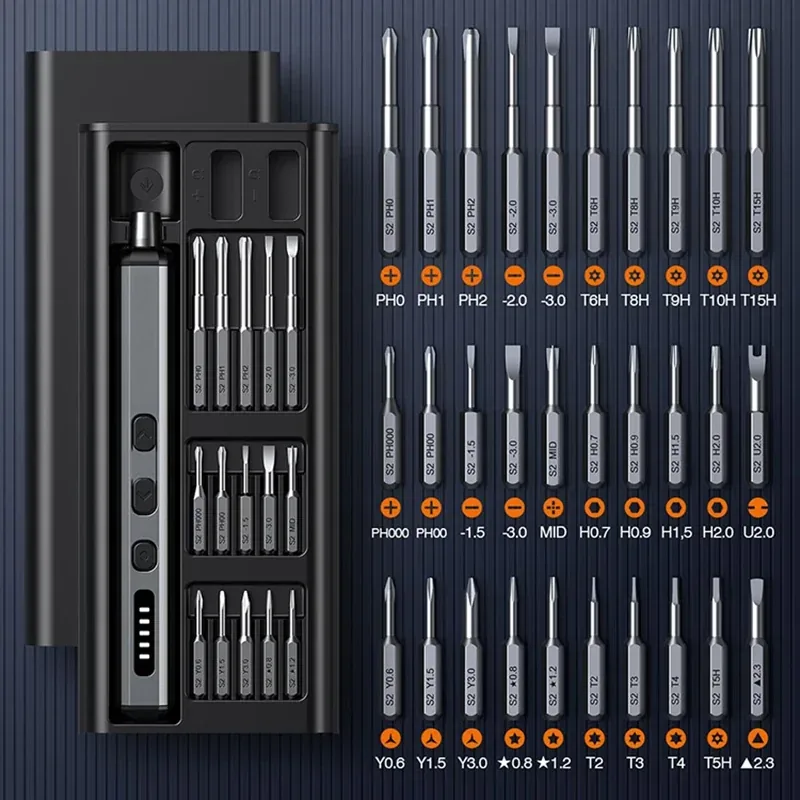 Electric Screwdriver Set Precision Power Tool Kit Rechargeable With LED Light 30 Bits For PC Mobile Phone Repair Tools DIY Hand