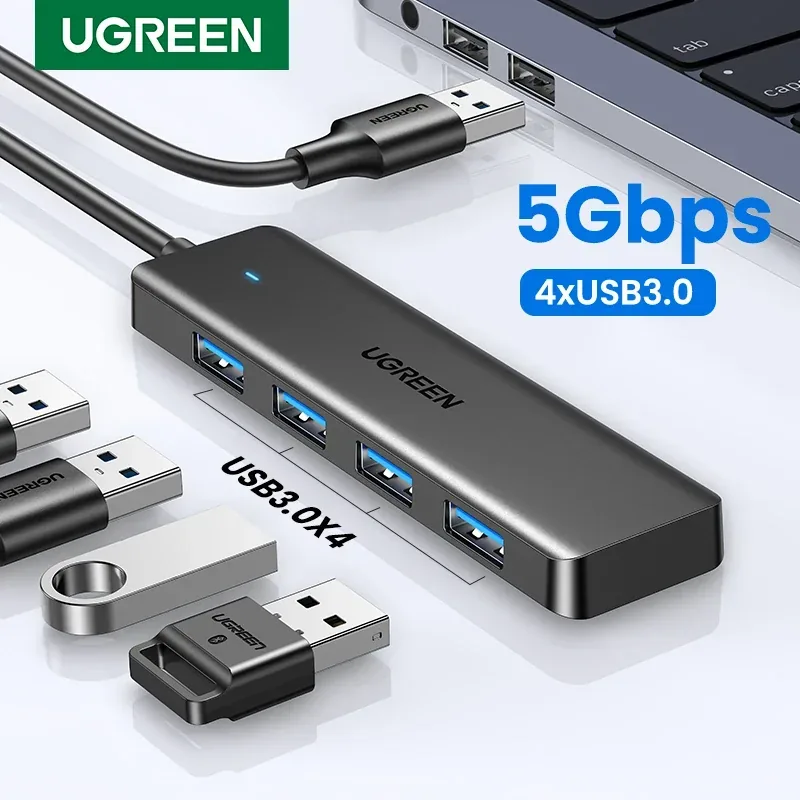 UGREEN USB 3.0 HUB 4 Ports USB-C HUB Slim for Mouse Keyboard Compatible with MacBook Pro Air Laptop Desktop PC Xbox PS5 Splitter