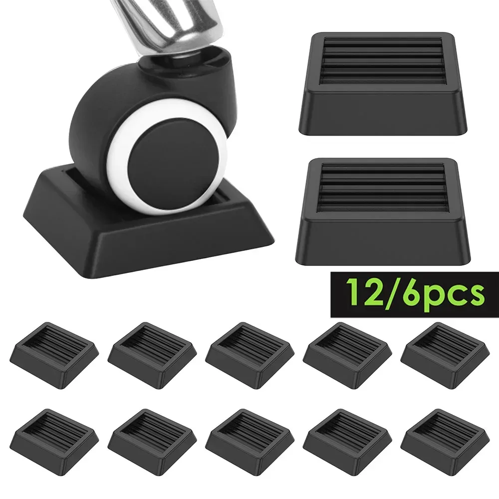 Black rubber non-slip caster cups sized for office chair wheels